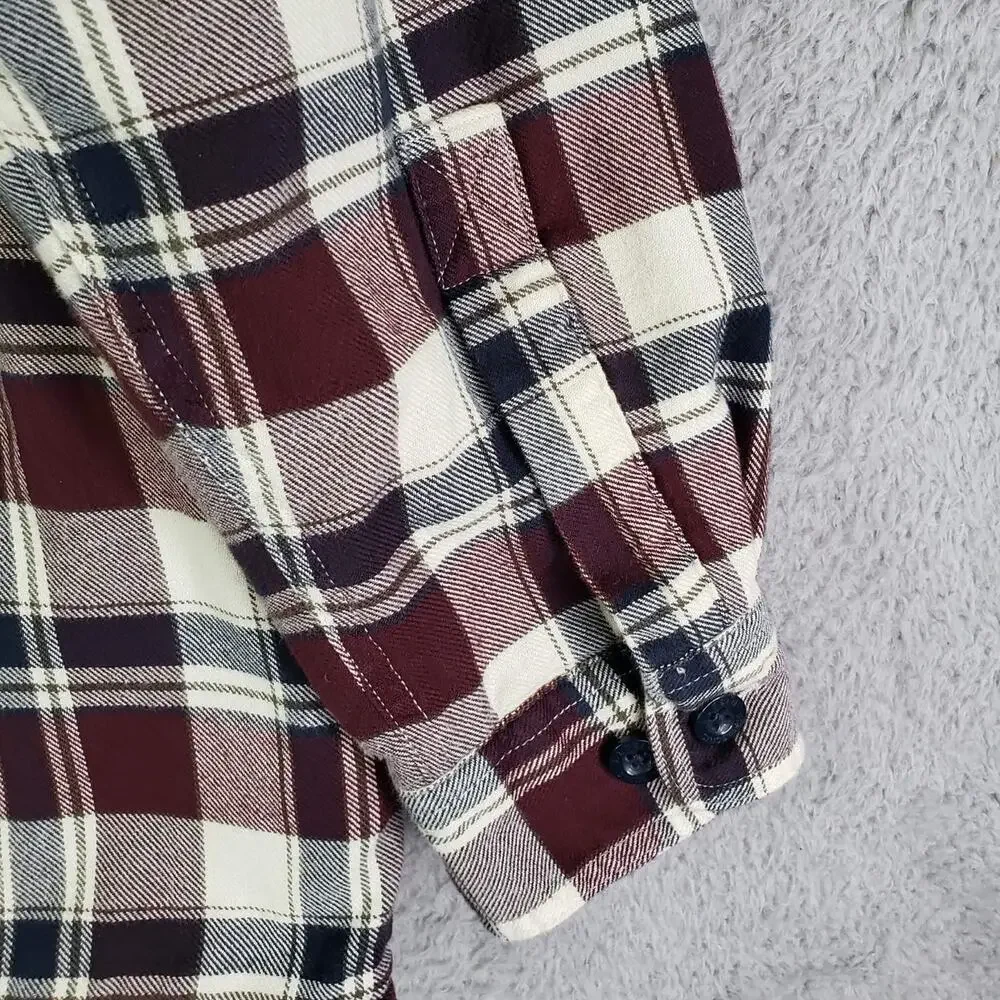 LL Bean Shirt Mens Flannel LS Button Up Size Large Plaid Shacket Fleece Lined - Picture 4 of 11